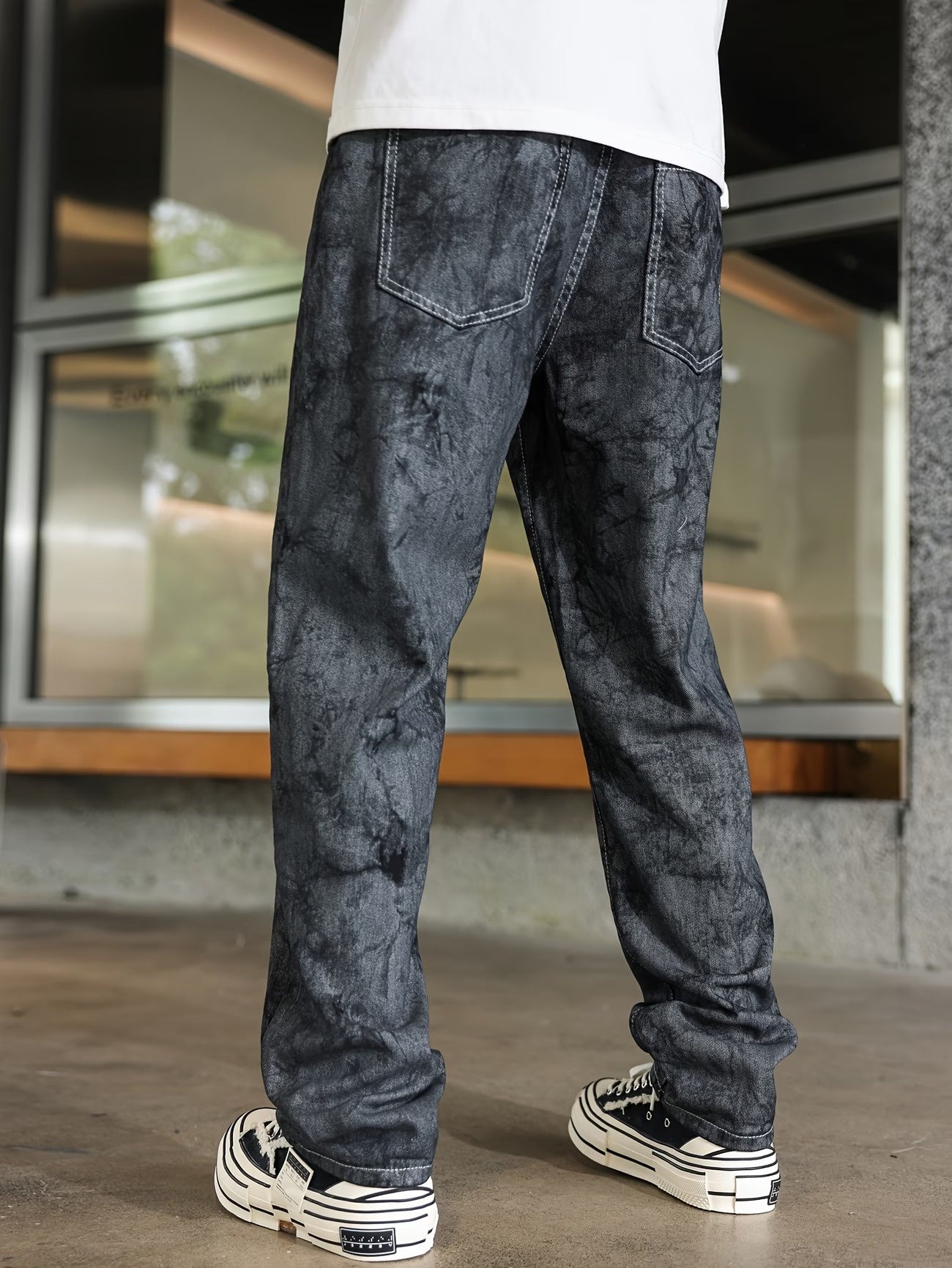 Lösa herrbyxor med urtvättad effekt