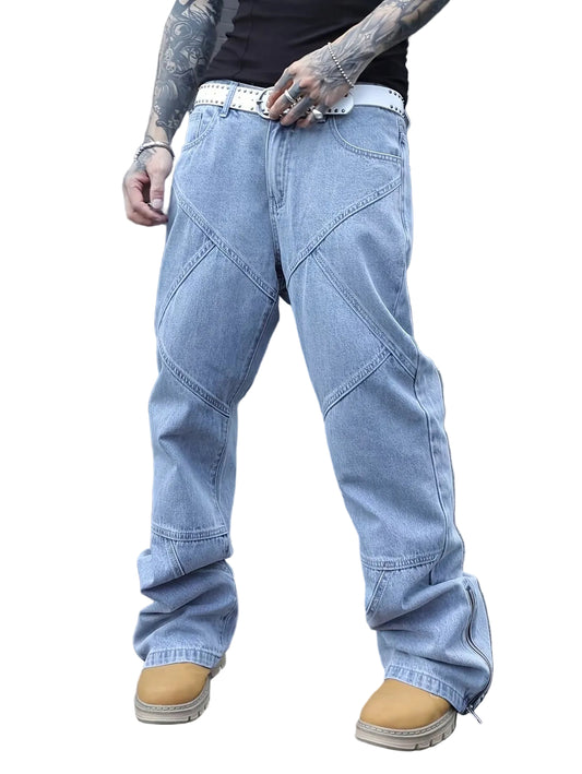 Herrbyxor med flera paneler och sidodragkedja