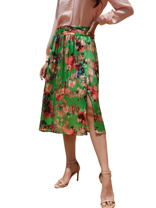 Mönstrad midikjol för dam